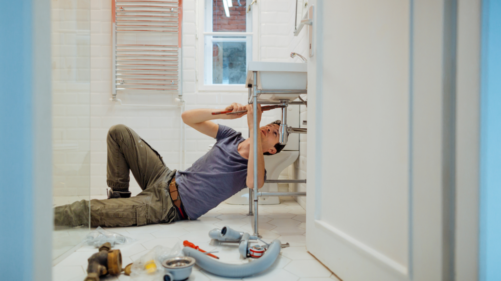 Plumber install bathroom sink